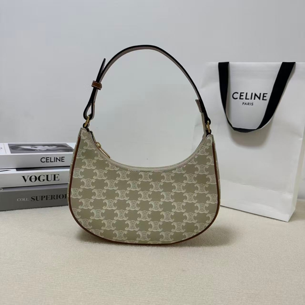 Celine Ava Hobo Bag Triomphe Printed Canvas Underarm Bag